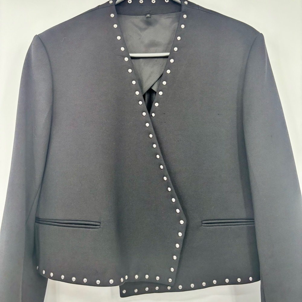 Helmut Lang Womens Studded Blazer Jacket, Black, 12 - Picture 9 of 13